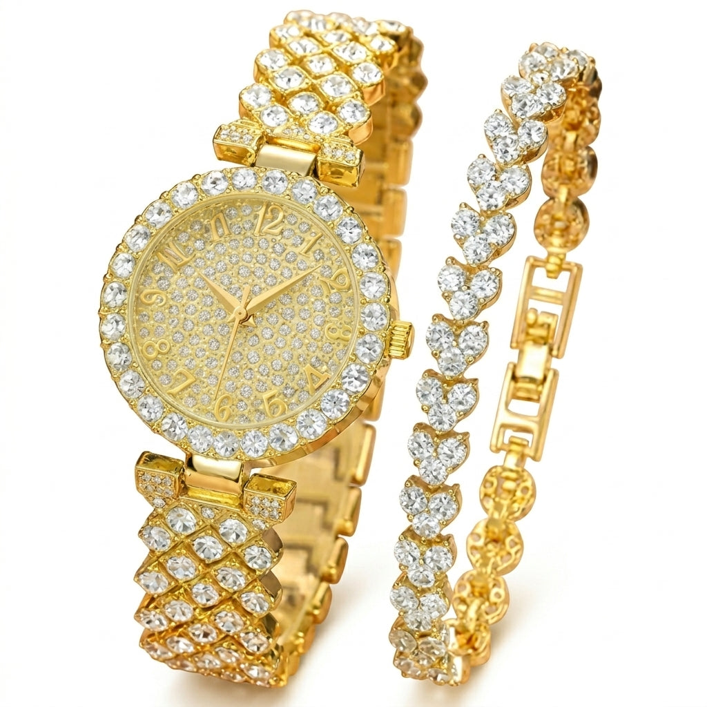 Zestaw zegarek i bransoletka Luxe Radiance | Złoto