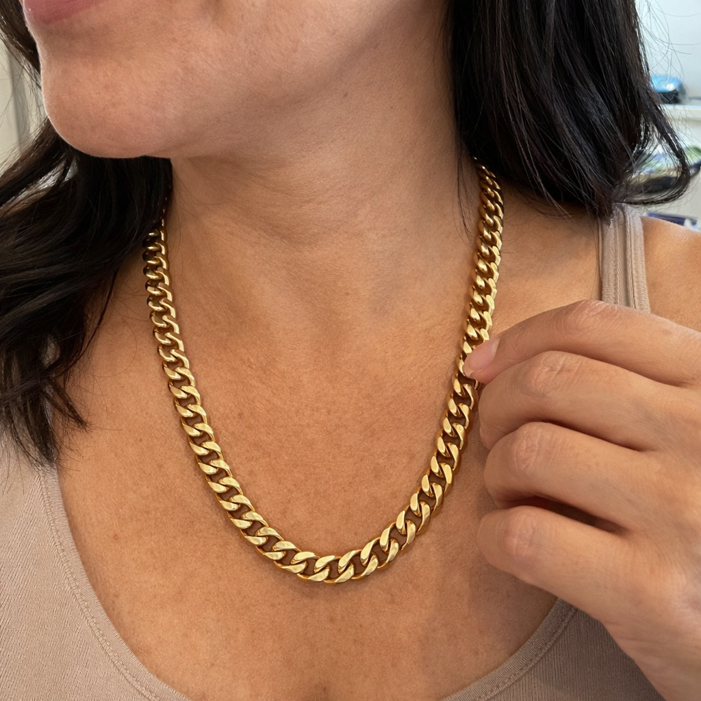 Collar de Eslabón Cubano Grueso  Oro