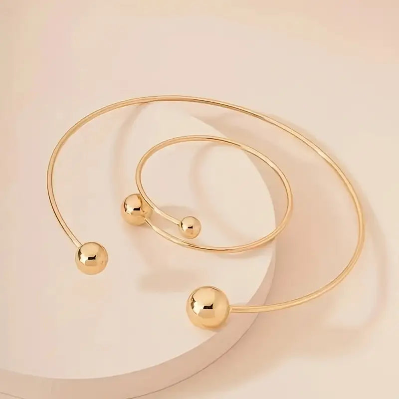 Minimalistyczny komplet choker i bransoletka Glow | Złoto