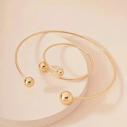 Minimalistyczny komplet choker i bransoletka Glow | Złoto