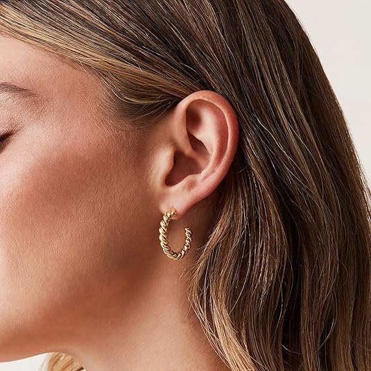 Skręcane kolczyki koła jak sznur | Złoto