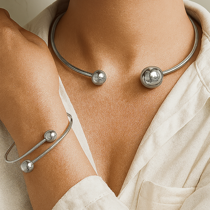Minimalistyczny komplet choker i bransoletka Blask | Złoto