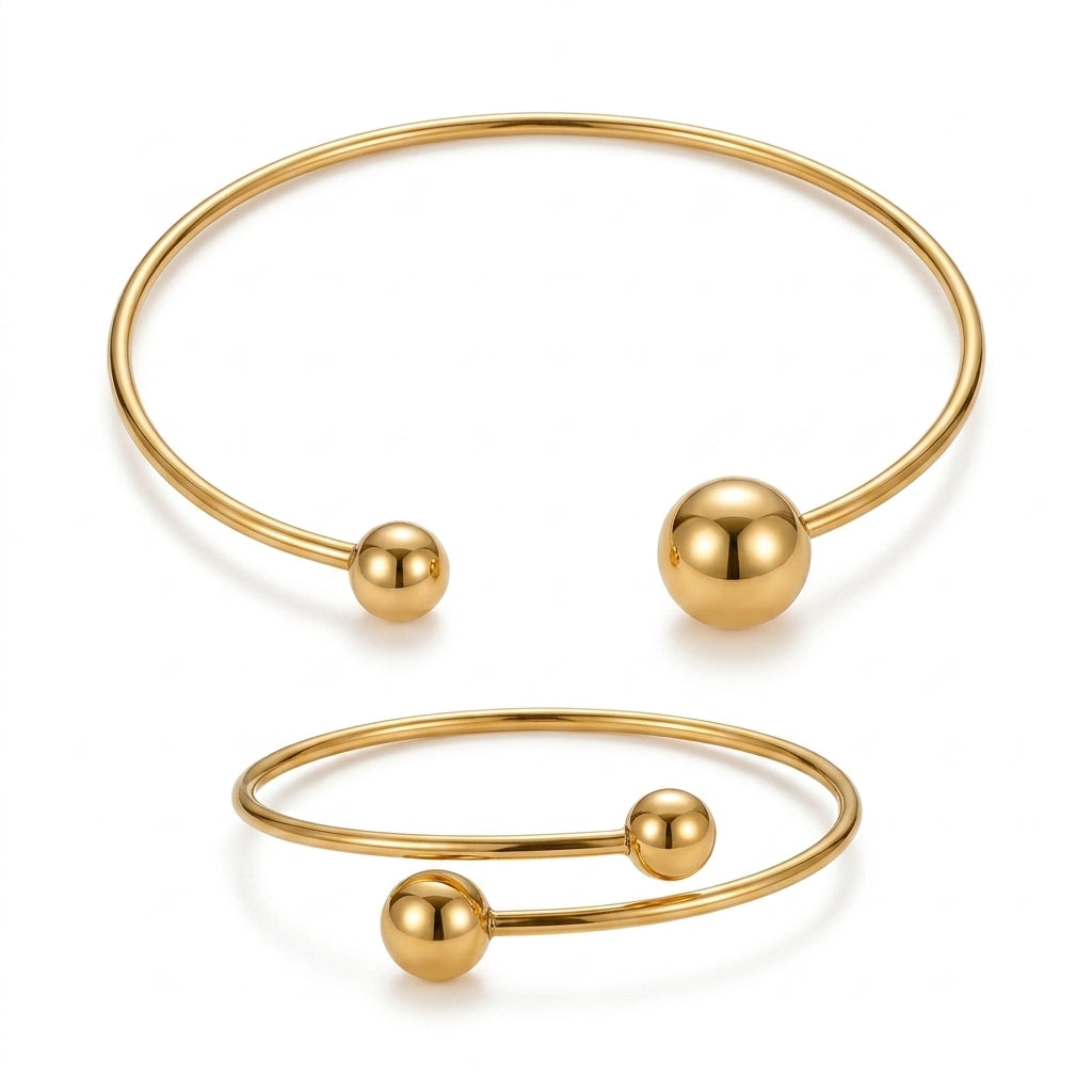 Minimalistyczny komplet choker i bransoletka Glow | Złoto
