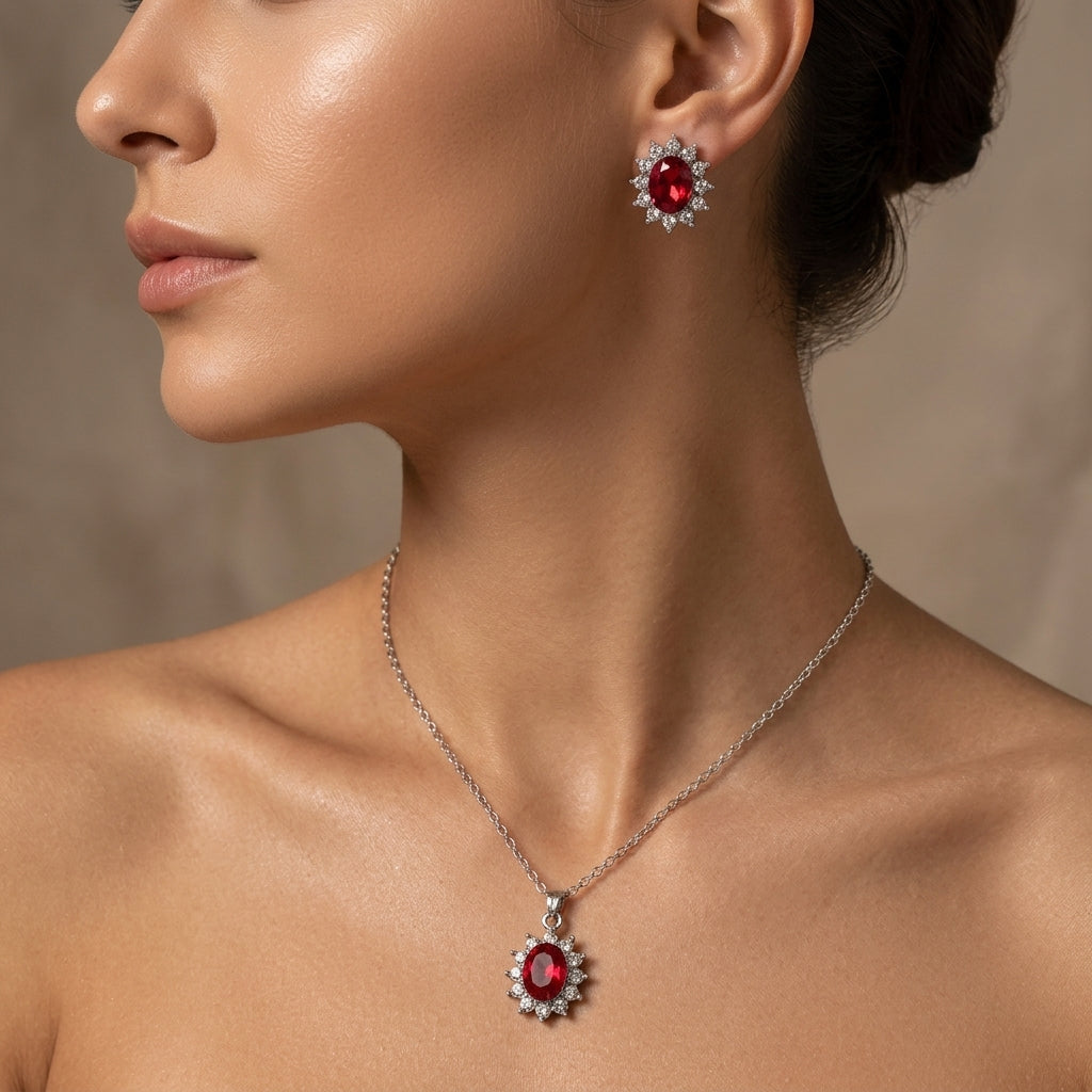 Katya Ruberyn komplet biżuterii | Białe Złoto