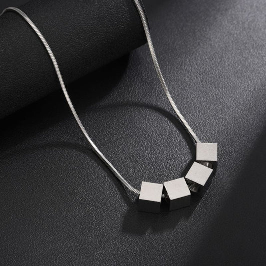 Naszyjnik Cube Line Zaylen | Białe Złoto